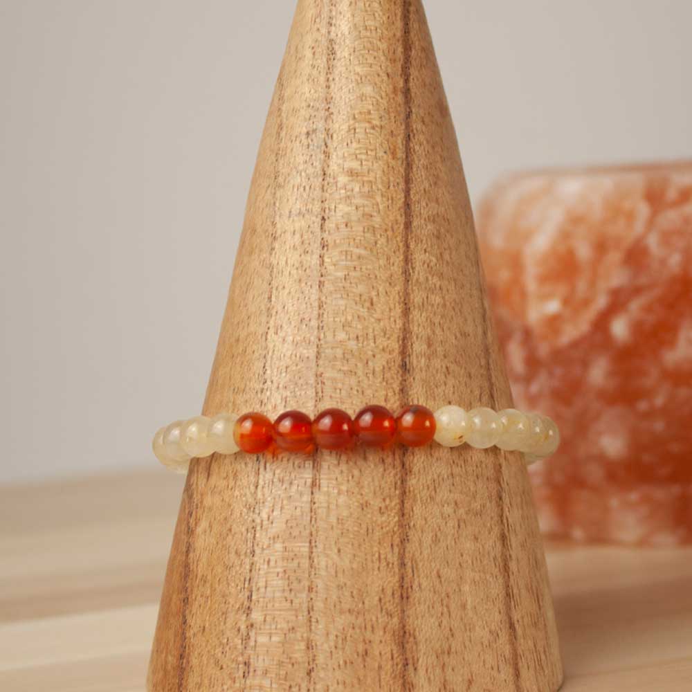 Pulsera Ágata Naranja y Cuarzo Limón | Alegría y Confianza
