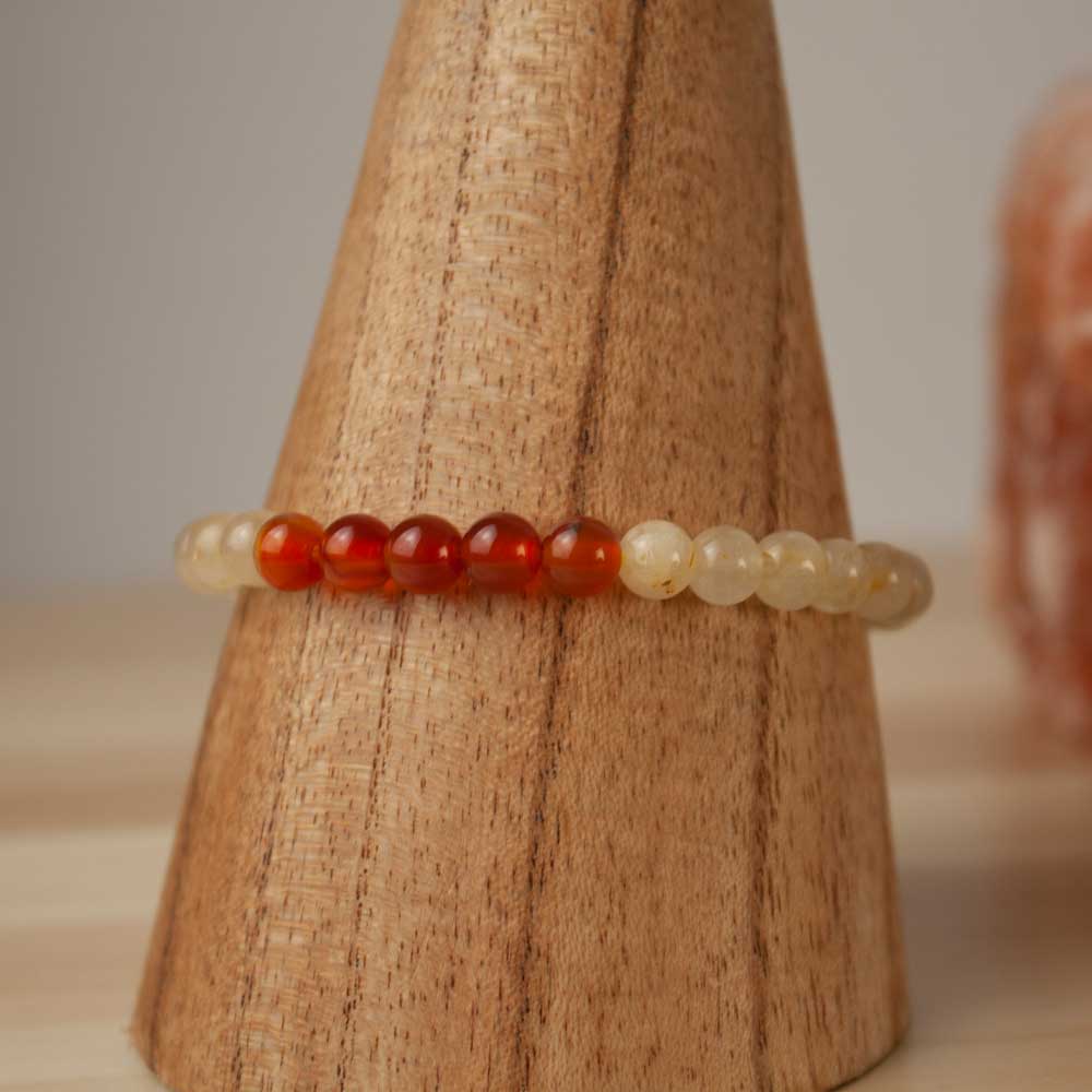Pulsera Ágata Naranja y Cuarzo Limón | Alegría y Confianza