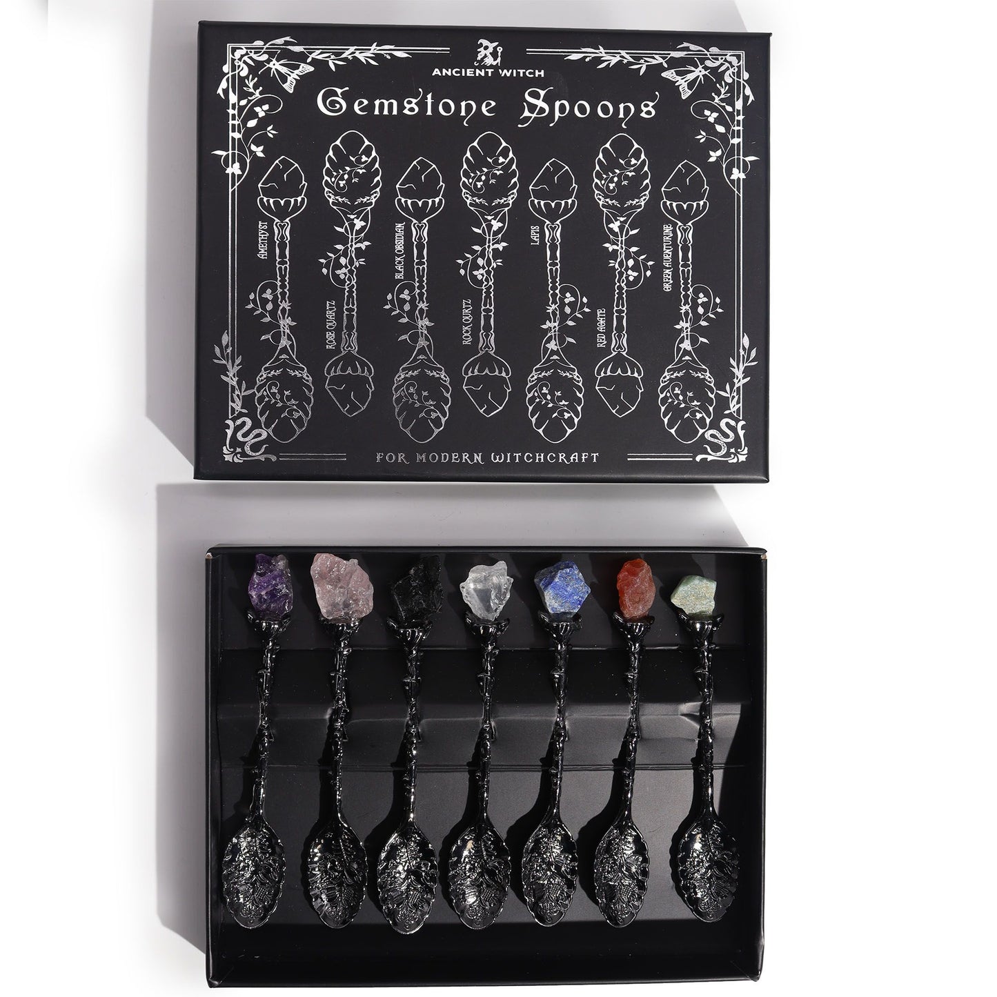 Juego de 7 Cucharas de Bruja | Plata Oscura