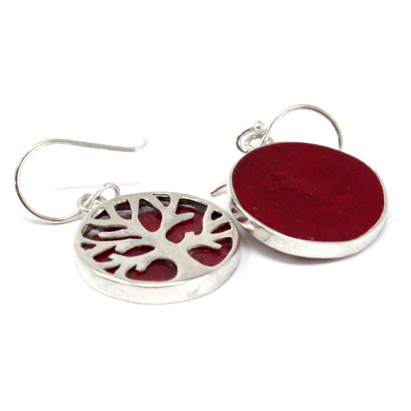 Pendientes de Árbol de la Vida 15mm - Efecto Coral | Plata