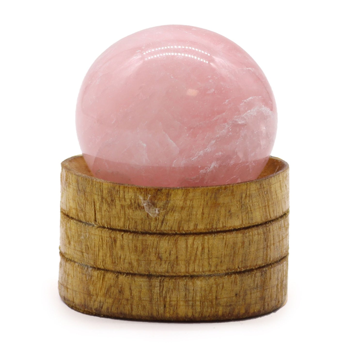 Esfera de cristal de Cuarzo Rosa de 40 mm con soporte