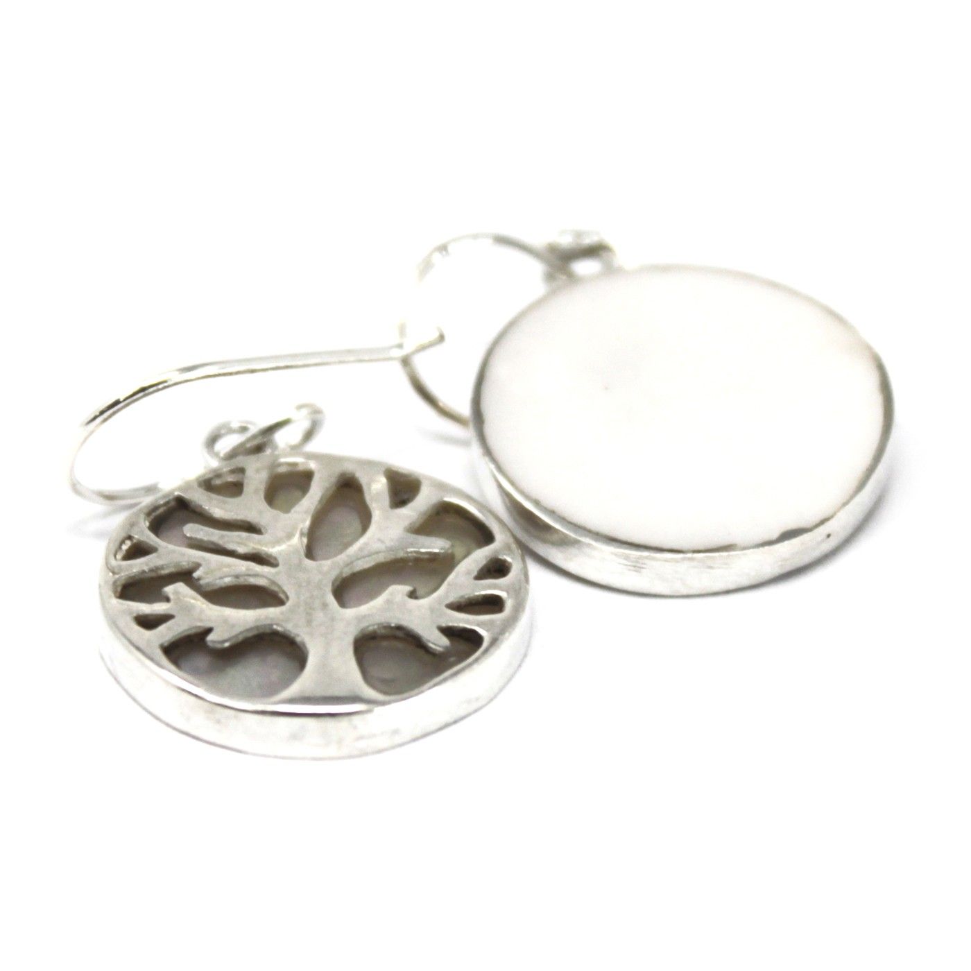 Pendientes Árbol de la Vida 15mm - Madre Perla | Plata