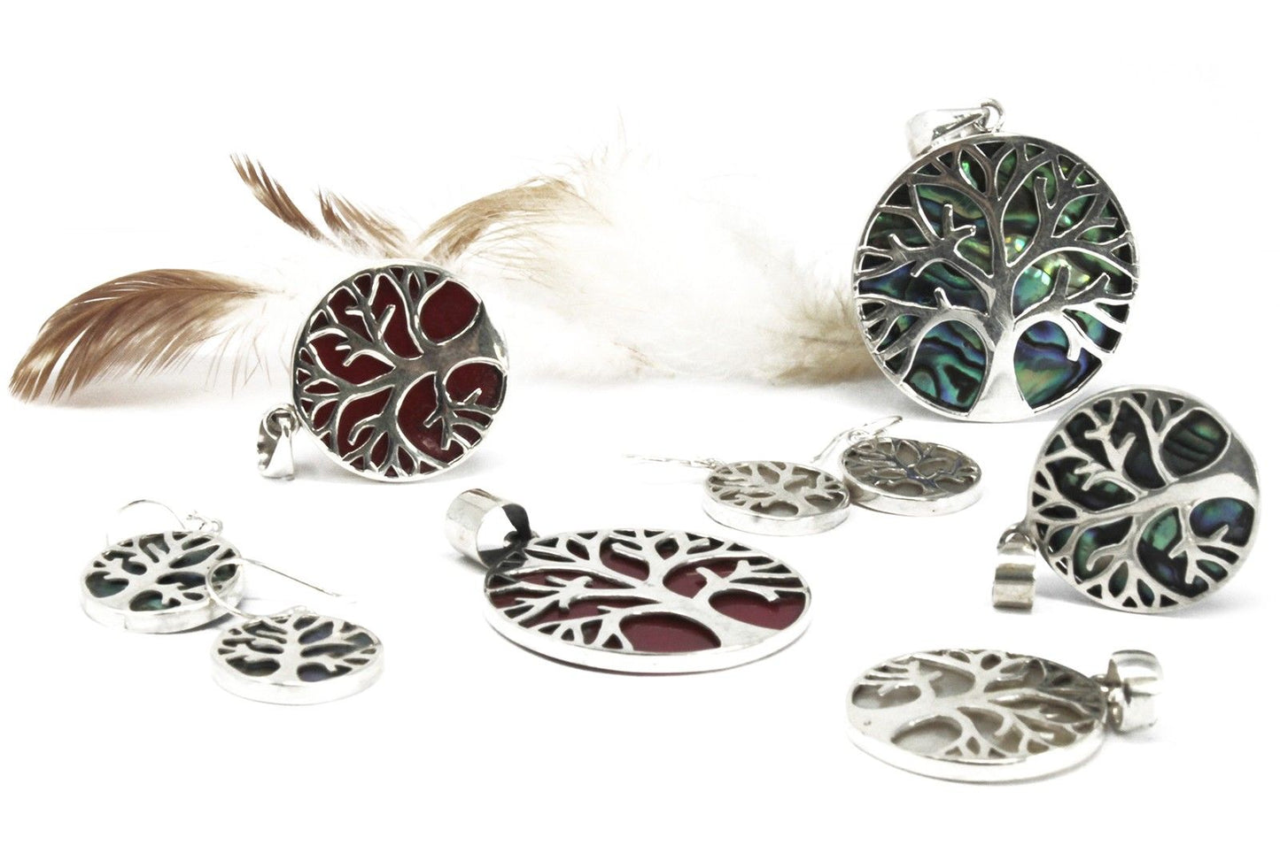 Pendientes Árbol de la Vida 15mm - Madre Perla | Plata