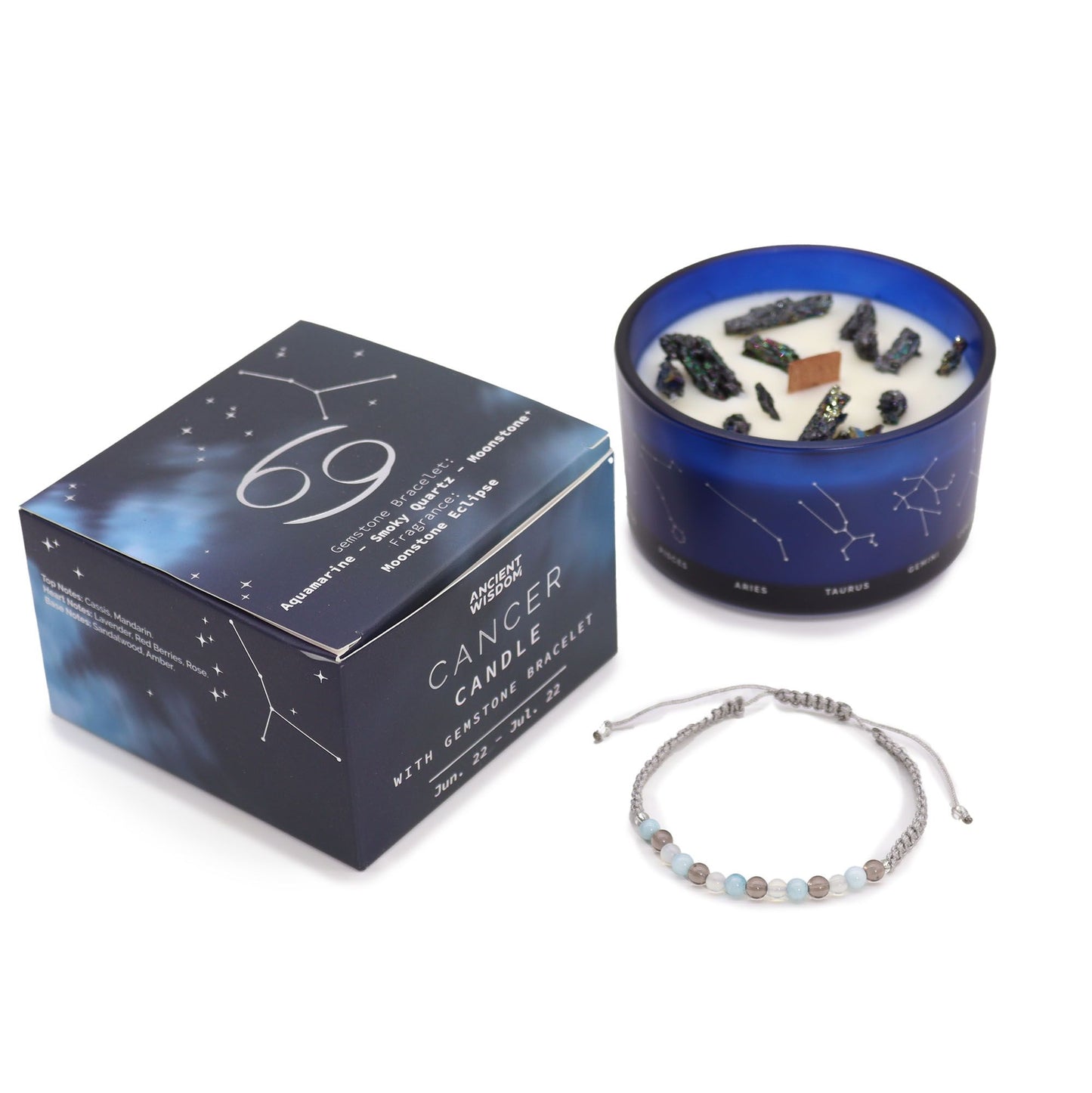 Vela del zodiaco con pulsera - Cáncer