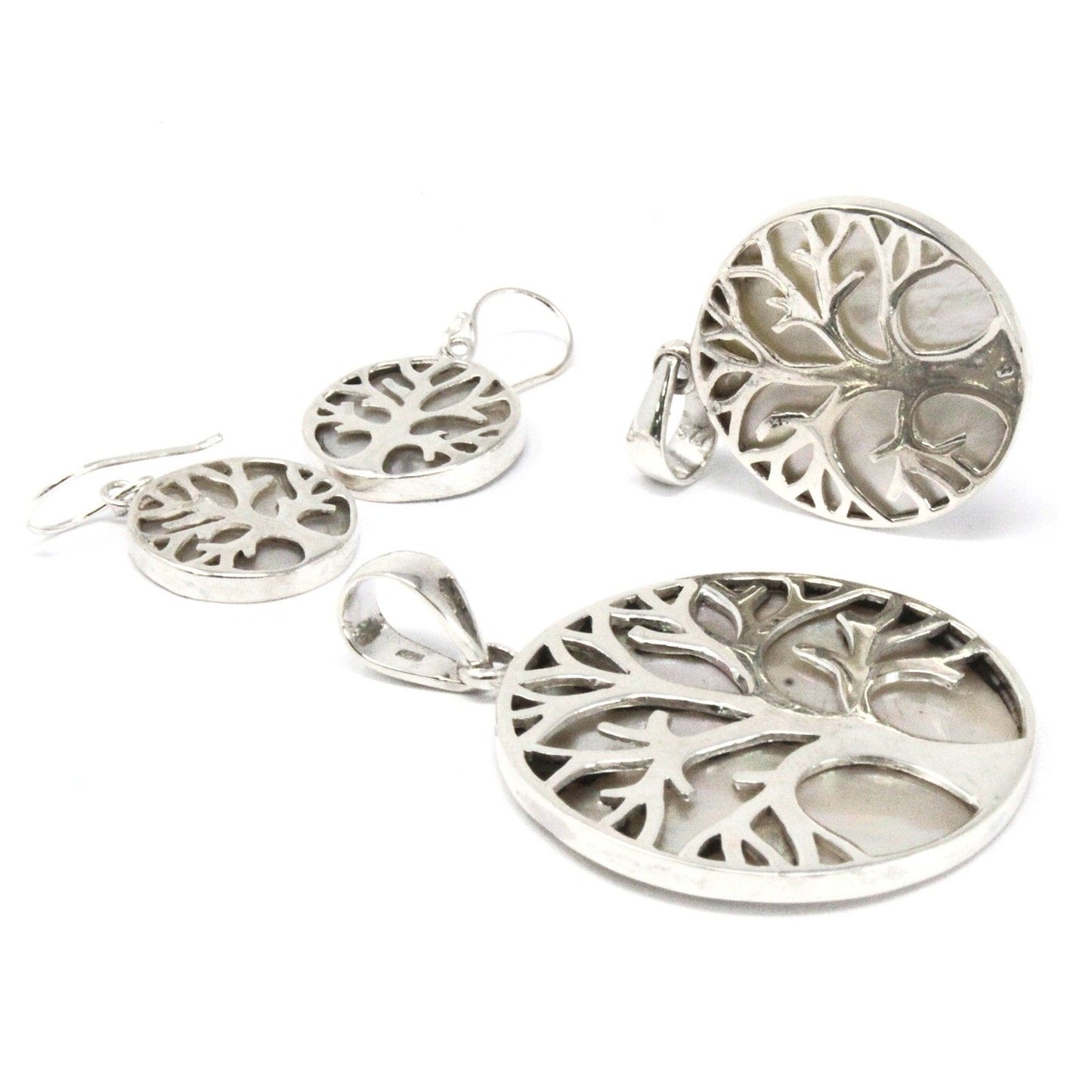 Pendientes Árbol de la Vida 15mm - Madre Perla | Plata