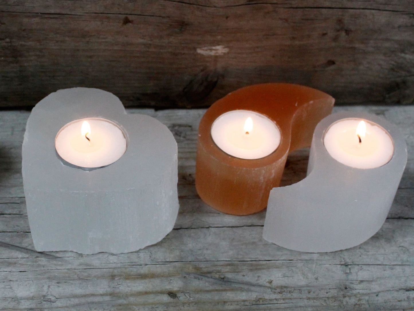 Porta Velas Selenite Yin Yang