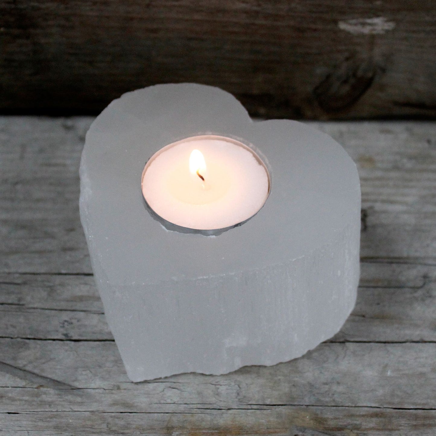 Porta Velas Selenite corazón