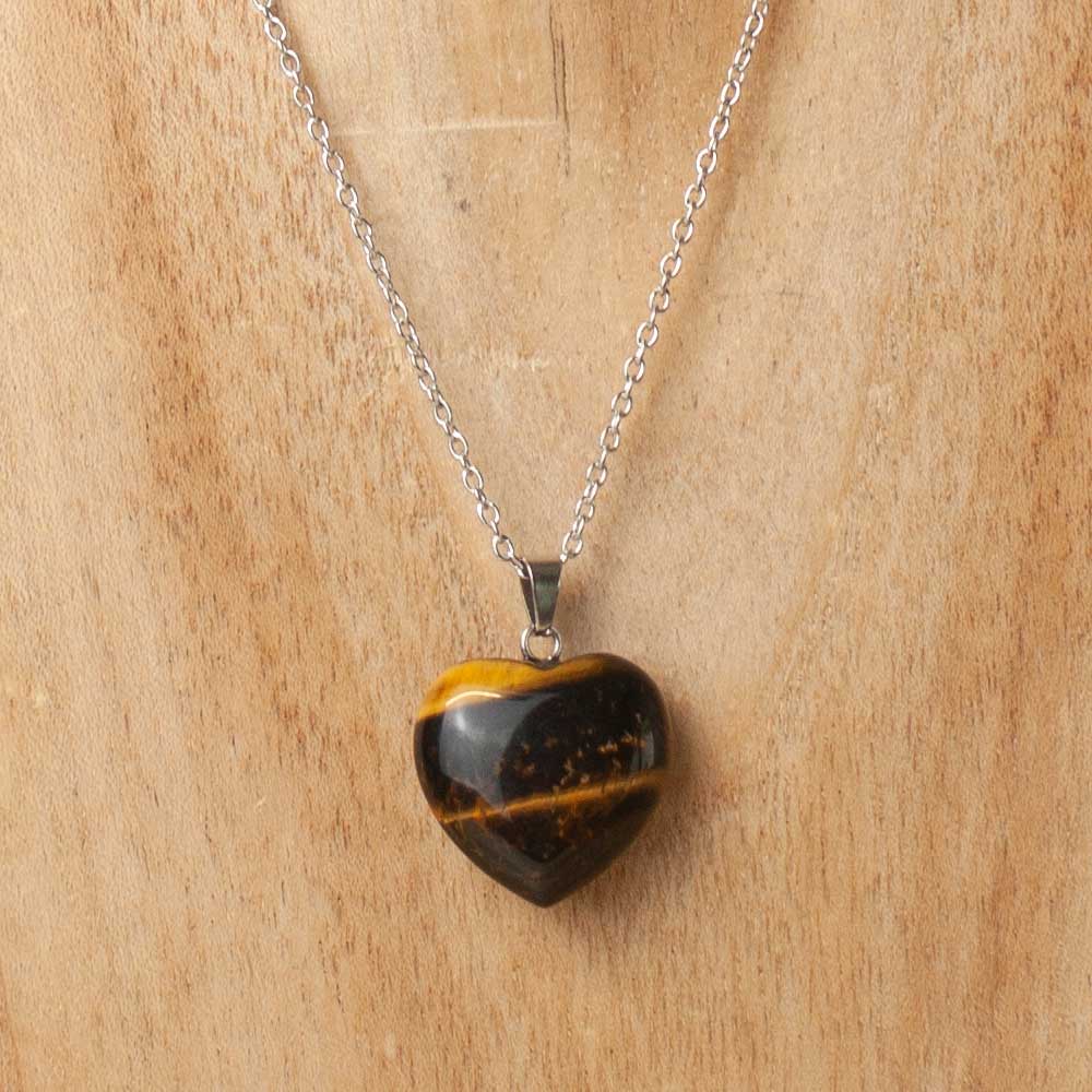 Colgante Corazón Ojo de Tigre Mini | Protección y Seguridad