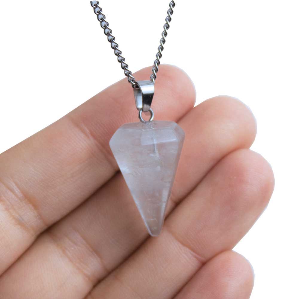 Colgante Péndulo Cuarzo Blanco Triangular