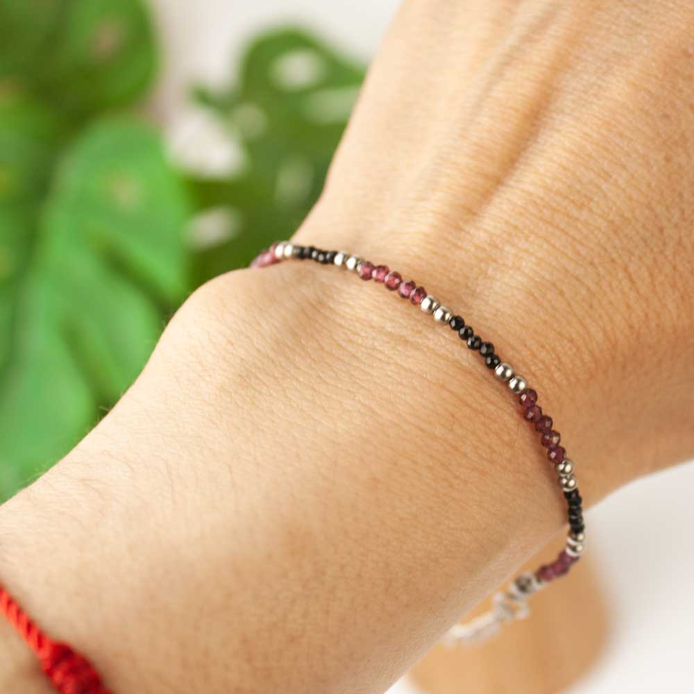 pulsera granate y obsidiana