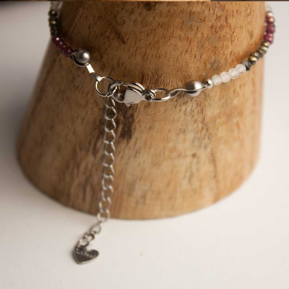 pulsera granate pirita cuarzo turmalinado