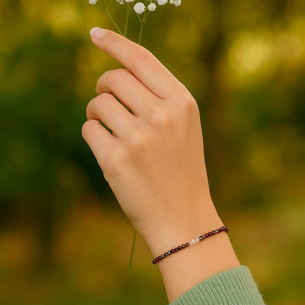 pulsera granate pirita cuarzo turmalinado