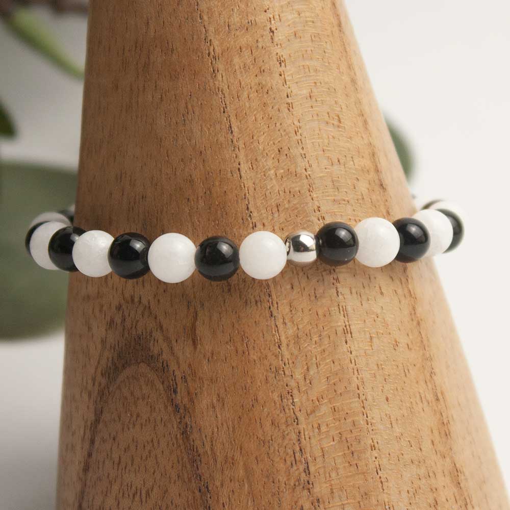 Pulsera Ónix y Cuarzo Blanco | Protección y Claridad