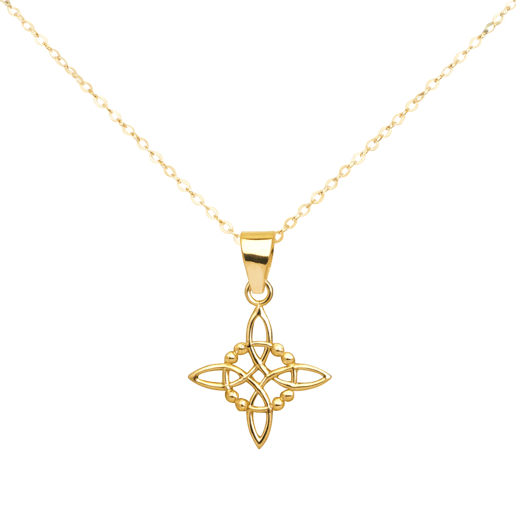 Colgante nudo de bruja dorado