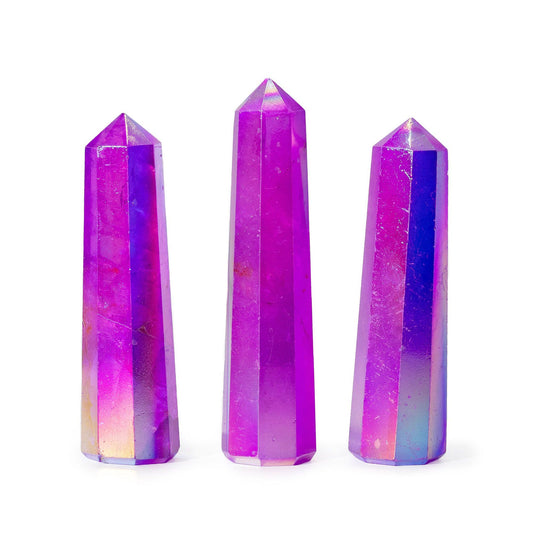Punta de obelisco de piedra preciosa aprox. 9 cm - Cuarzo cristal Aura - Morado