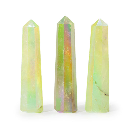 Puntas de obelisco de piedra preciosa aproximadamente 9 cm - Aura cristal de cuarzo - Verde claro