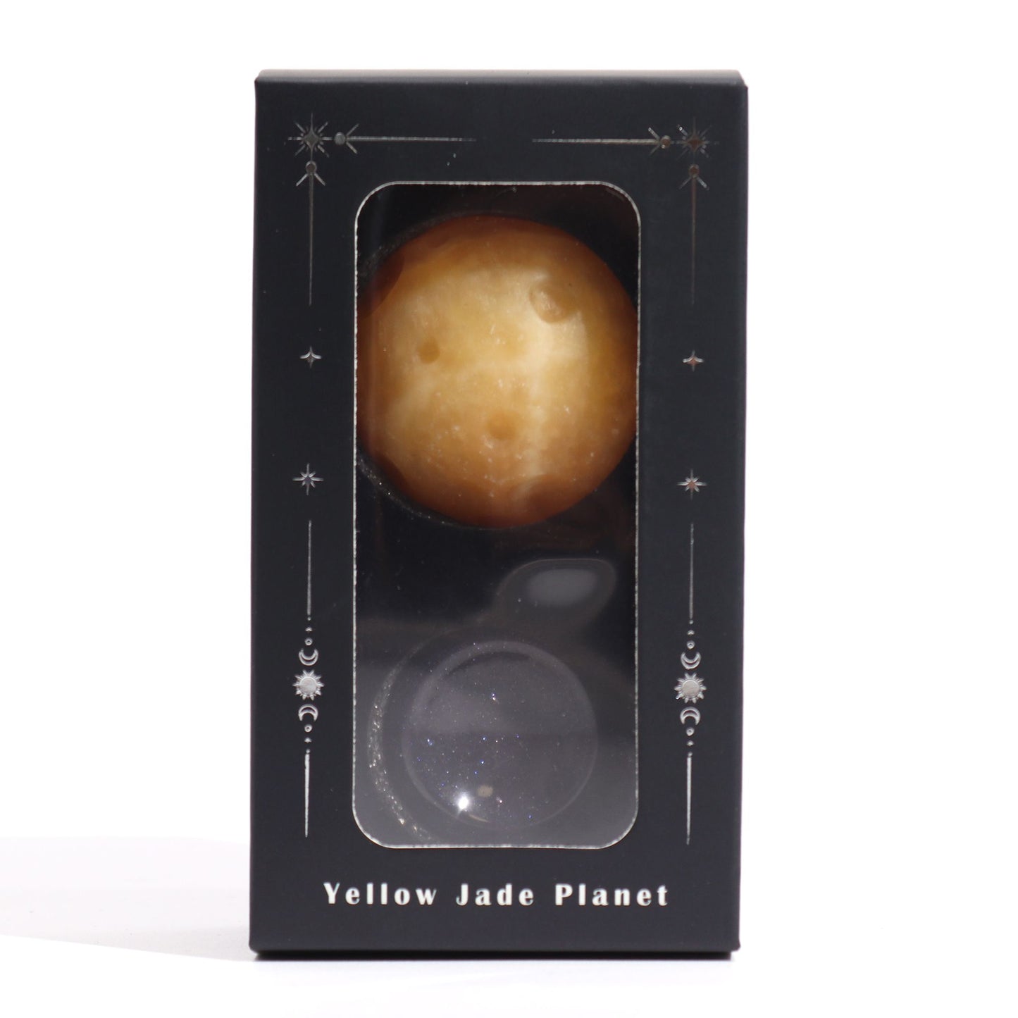 Planeta de Jade Amarillo con Soporte Solar (Saturno) – 40 mm