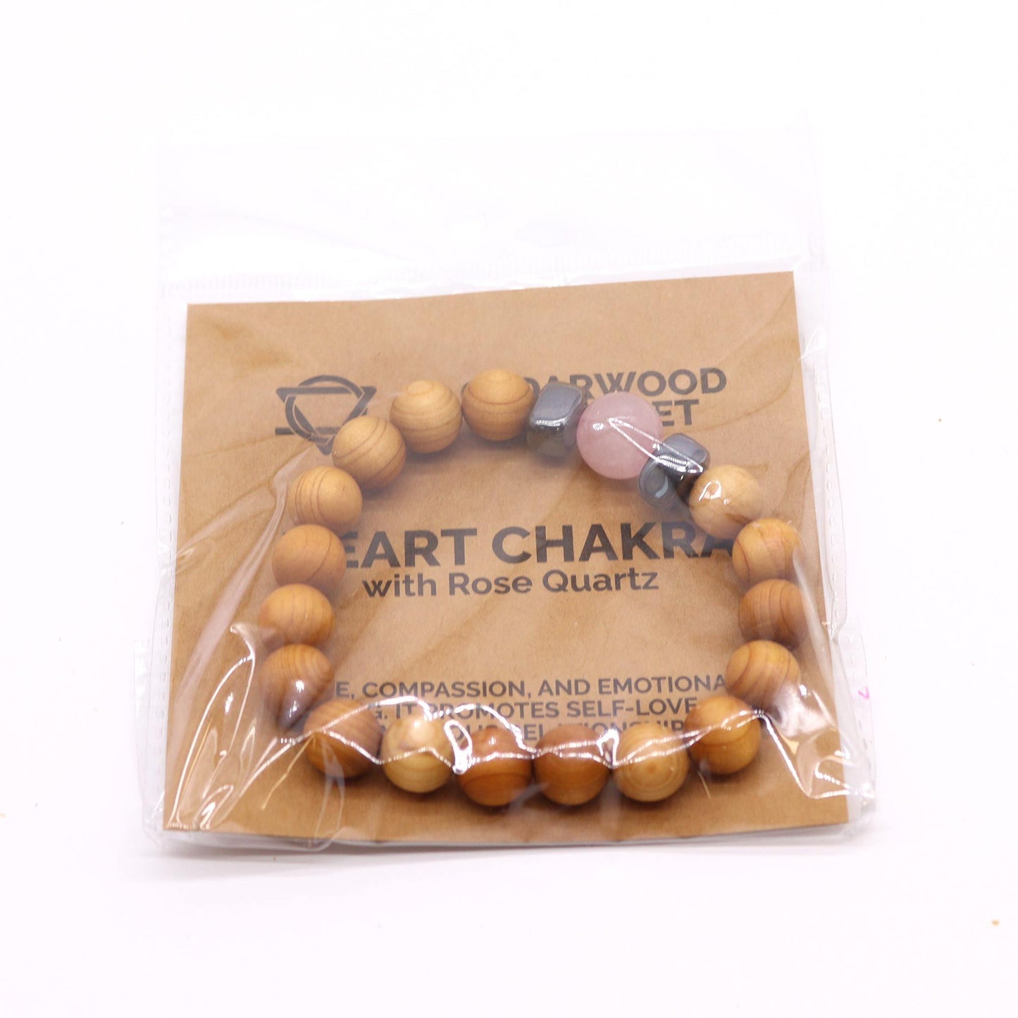 Pulsera de Cedro - Chakra del corazón - Cuarzo Rosa