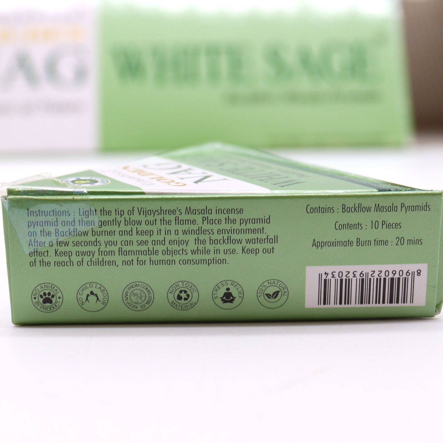 Conos de Incienso Jumbo Dorado Nag - Salvia Blanca Reflujo 42g