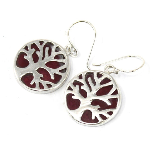 Pendientes de Árbol de la Vida 15mm - Efecto Coral | Plata