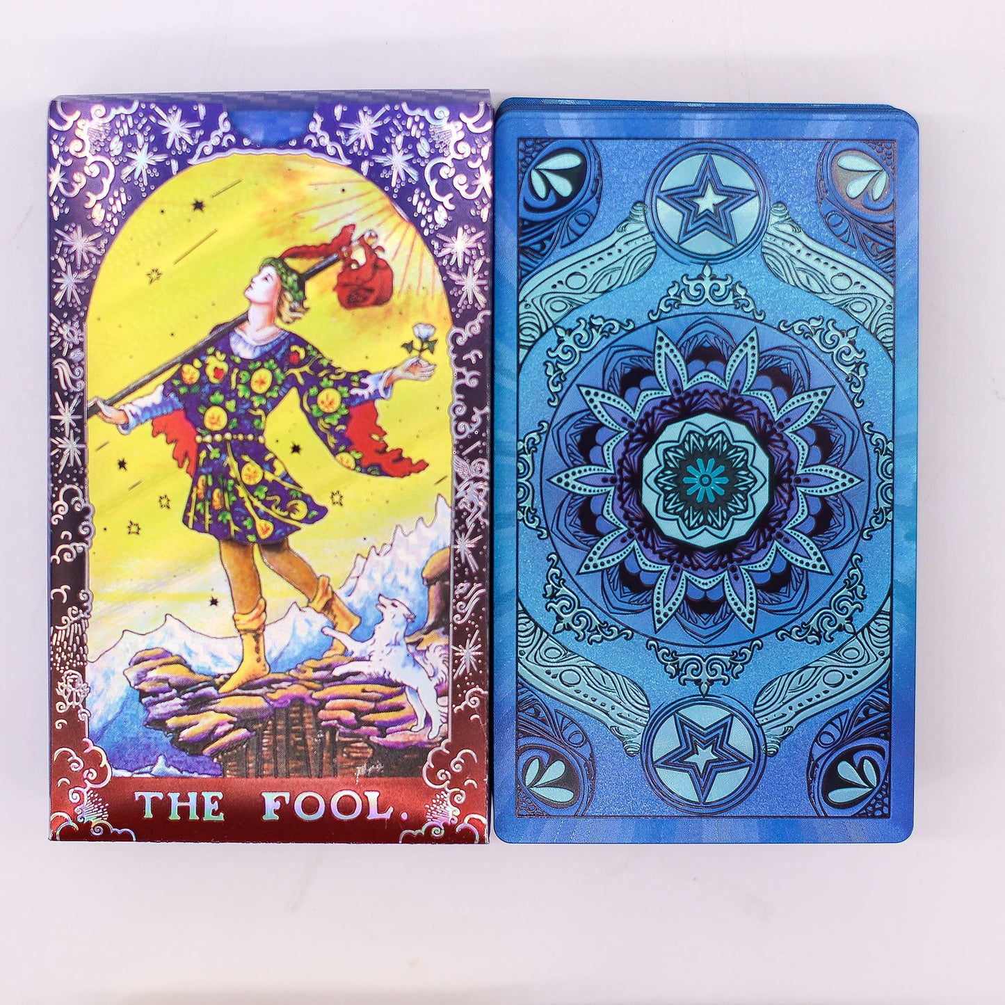 Conjunto de cartas de Tarot con foil azul - Mandala - con folleto