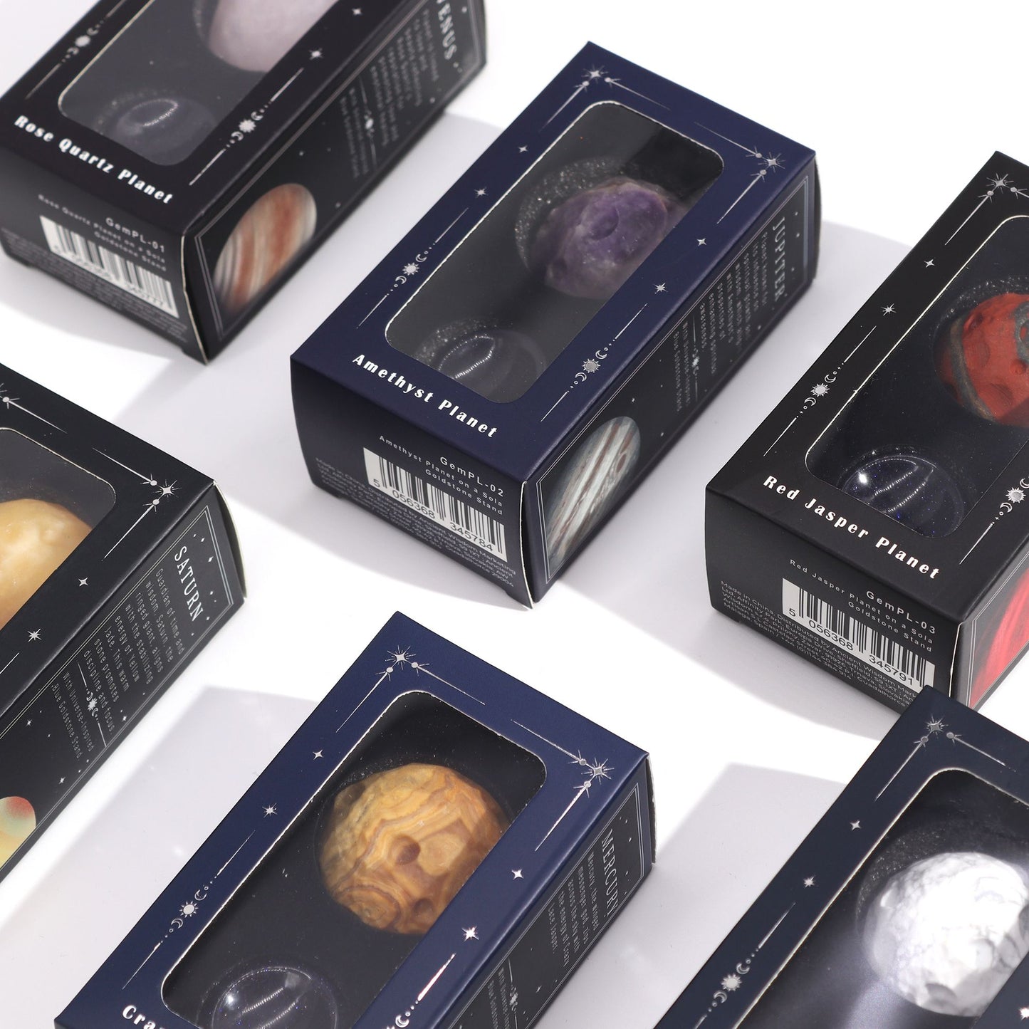 Planeta de Jaspe Rojo con Soporte Solar (Marte) – 40 mm