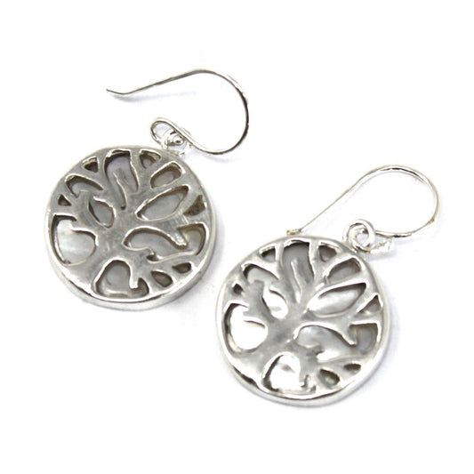 Pendientes Árbol de la Vida 15mm - Madre Perla | Plata