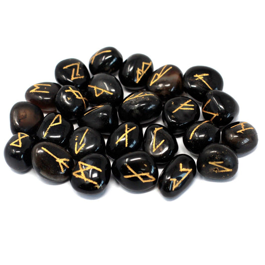 Juego de Runa de la India - Ónix negro