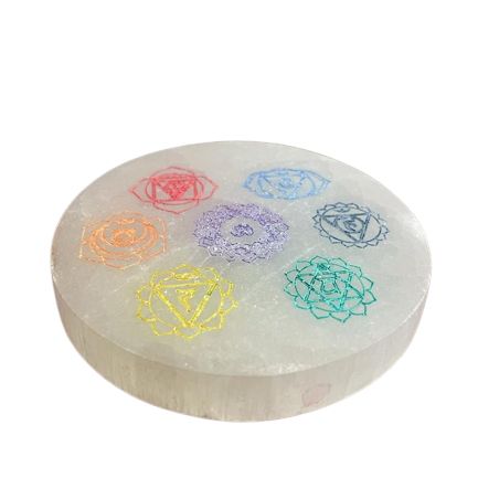 Placa de Selenita de Carga Pequeña 8cm - Diseño Chakra