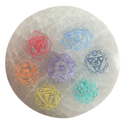 Placa de Selenita de Carga Pequeña 8cm - Diseño Chakra