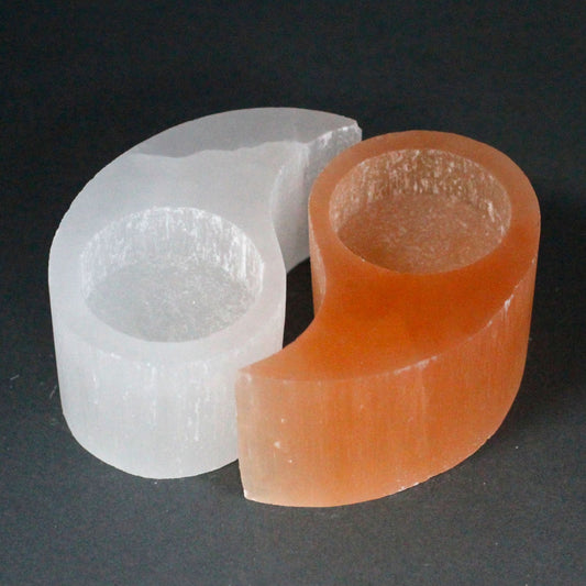 Porta Velas Selenite Yin Yang