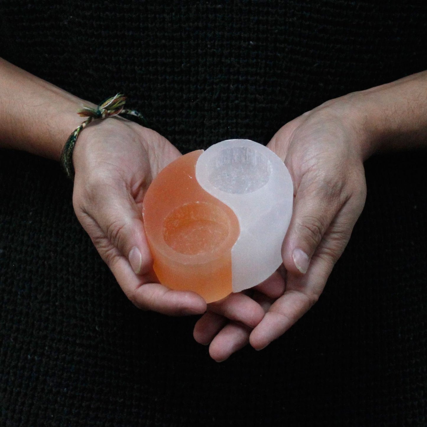 Porta Velas Selenite Yin Yang