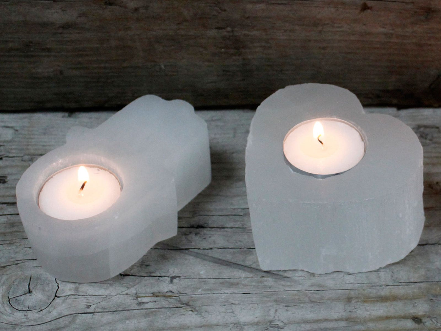 Porta Velas Selenite corazón