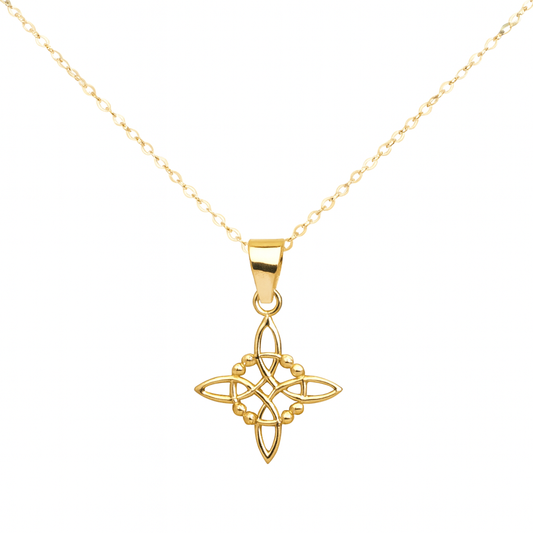 Colgante nudo de bruja dorado